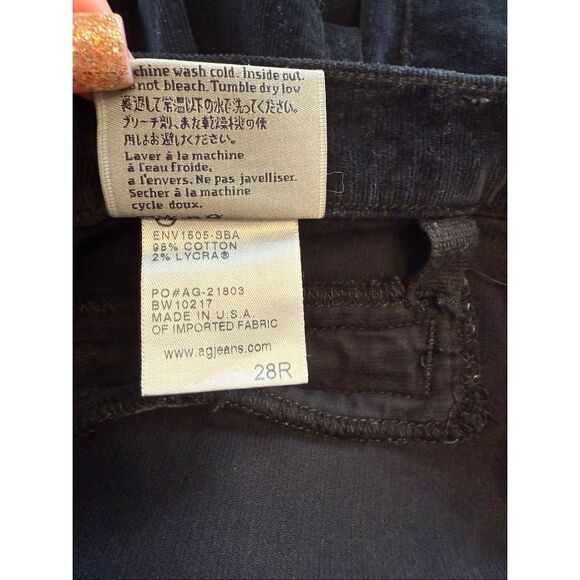 Adriano Goldschmied Pants Womens 28R Black Cords Moto Stevie Ankle Slim Straight - Picture 4 of 7